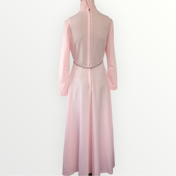 70s Mod Formal Space Age Long Pink Vintage XS S - Picture 2 of 6
